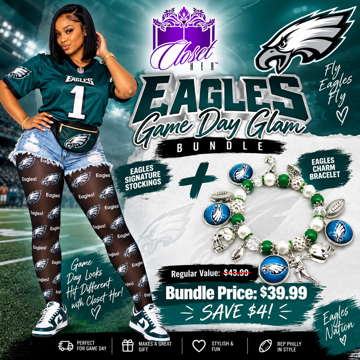 Eagles Game Day Glam Bundle (Ships 10/28)
