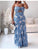 CHICME Floral Printed Maxi Dress Tie Ruched Shirred Bandeau Party Dress Slim Fit Ruffle Hem Vacation Dresses - Closet Her'
