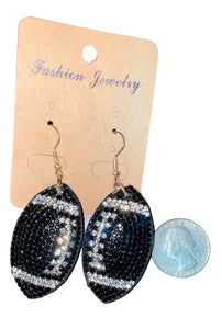 Black Football Earrings