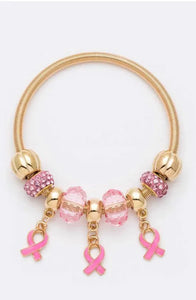 Pink Ribbon Charm Bracelet Set - Closet Her'