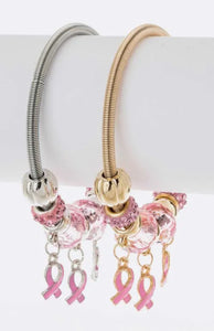 Pink Ribbon Charm Bracelet Set - Closet Her'